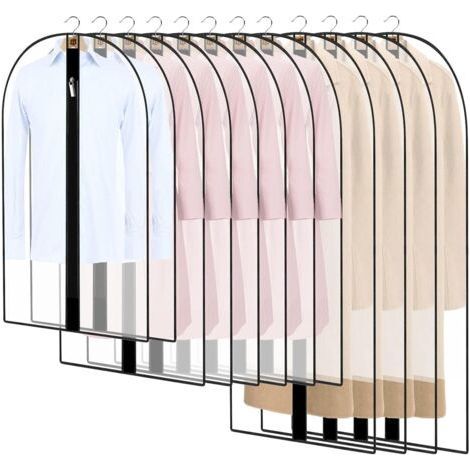 QORVA-Lot de 12 housses de protection zippées extra longues, imperméables, anti-acariens, anti-humidité, transparentes, anti-poussière, pour chemises, manteaux, housses et housses à vêtements