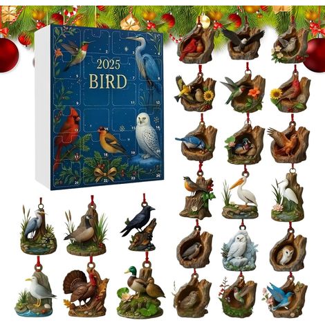 Calendrier De L Avent Oiseaux Ornement D Oiseau Decoration D Interieur 2D  Calendrier De Compte A Rebours De Noel 2025 Pour pour Salon Chambre Armoires Fenêtre Cheminée Cuisine Vacances Sac (1/5)