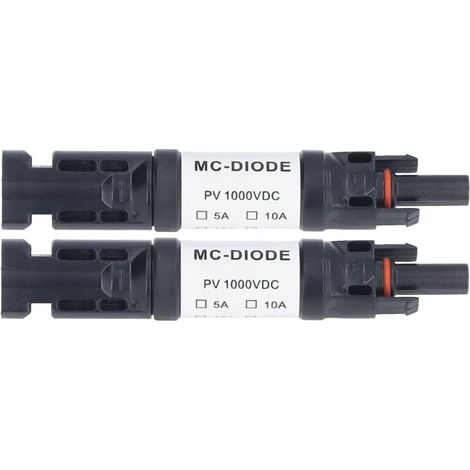 MC‑D Lot de 2 Pièces de Connecteur PV Solaire 1000 V Diode Anti-retour Intégrée IP68 étanche pour Connexion Panneau Solaire(20A), (1/5)