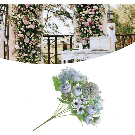 Künstliche Blume, exquisiter, realistischer Seidenstoff, künstliche Blume für Hochzeitsfotografie, Zuhause, Geschäft, Dekoration, Blau (1/5)