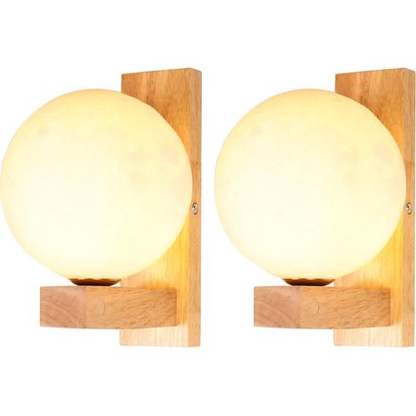 Set of 2 Creative Interior Wall Lights LED Wood Wall Lamp Ball Wall Lamp Art Decoration for Bedroom Stairs Living Room Cafe (1/5)