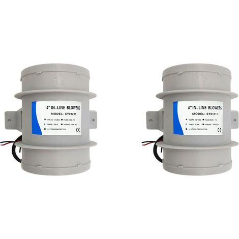 2X Ventilateurs en Ligne de 4 Pouces pour Cale de Bateau, Ventilateur de Refroidissement, Ventilation de Cabine Marine 12 V, Camping-Car et (1/2)