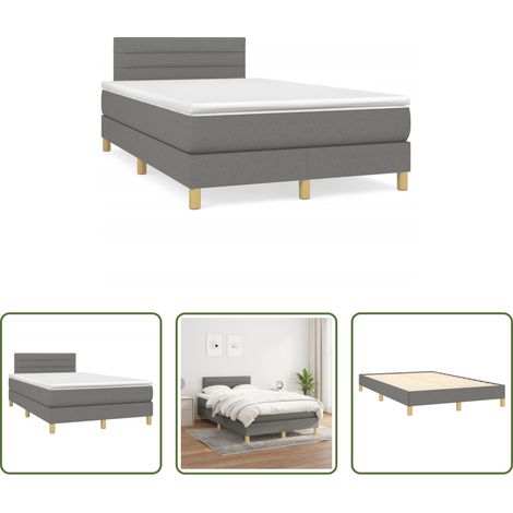 vidaXL Kopfteil -  Boxspringbett mit Matratze Dunkelgrau 120x190 cm Stoff (1/5)