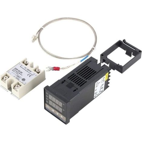 Contrôleur de température intelligent PID, contrôleur de température numérique REX-C100 + relais à semi-conducteurs 40A + thermocouple K Kit GD 0 à 400 AC100-240V A (1/4)