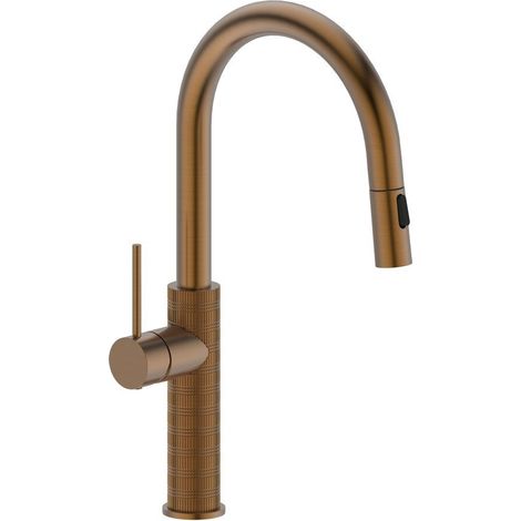 FLAWO Mitigeur de cuisine avec douchette extractible, cuivre mat (1/4)