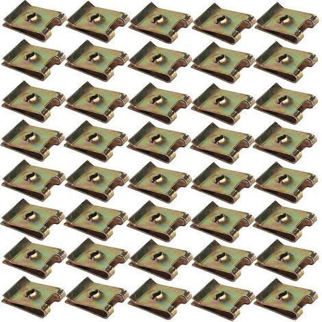 50 Stück Motorradverkleidungsbefestigungen, U-Clips aus Manganstahl Nr. 6, U-Bügel mit U-Mutter – 1,6 x 1,2 cm (1/4)
