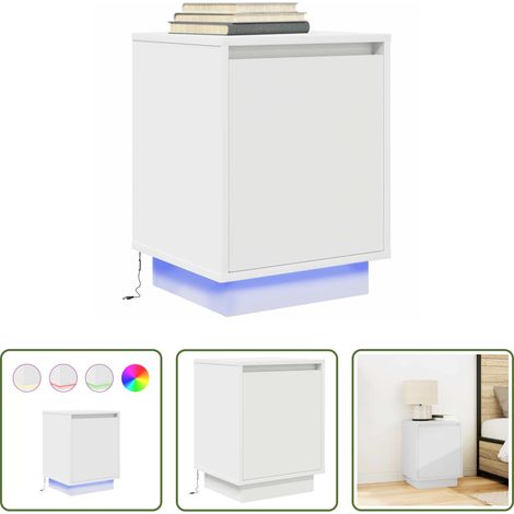 Éclairage LED - Table de chevet avec lumières LED blanc 38x34x50 cm (1/5)