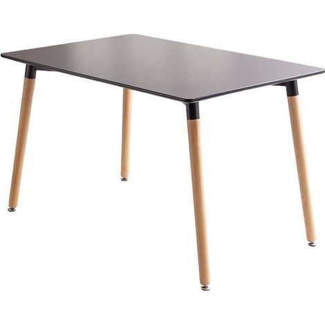 Kosmi – Table de salle à manger scandinave 120x80 cm – Plateau noir élégant – Pieds en bois naturel – Accueille 4 à 6 personnes (1/4)