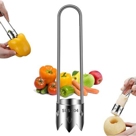 Vide-graines de poivron rouge, dissolvant universel de noyau de fruits en acier inoxydable 2024, vide-fruits et légumes, accessoire de cuisine pour pomme, poire, tomate, (1/5)