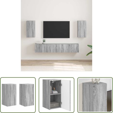 TV-Wandregal - TV-Wandschrank Wandmontiert 2 pcs Graues Sonoma 30 x 31 x 60 cm (1/5)