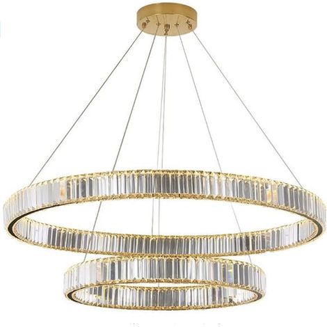 Bohemia 100 Double - Lampadario in cristallo a due file con anello LED, 100 cm, oro (1/5)