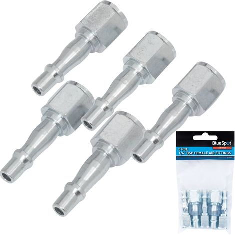 BlueSpot 5pc Air Line Fittings Hose Compressor Bayonet Connector 1/4" BSP Male (1/2)