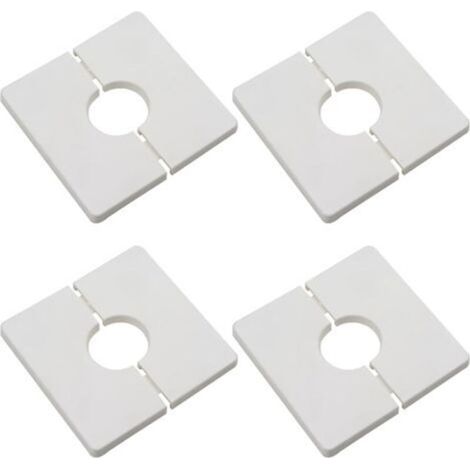 4-piece wall-mounted split flange, square ABS plastic cover with a diameter of 28 mm, wall-mounted water pipe cover, white, white