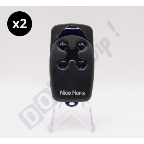 Lot de 2 télécommandes Nice FLO4RS - 4 canaux 433,92 MHz - Compatibles avec les récepteurs FLOX2R/OX2/OX4T - Programmation sécurisée - Piles incluses - Ne pas confondre avec FLO4