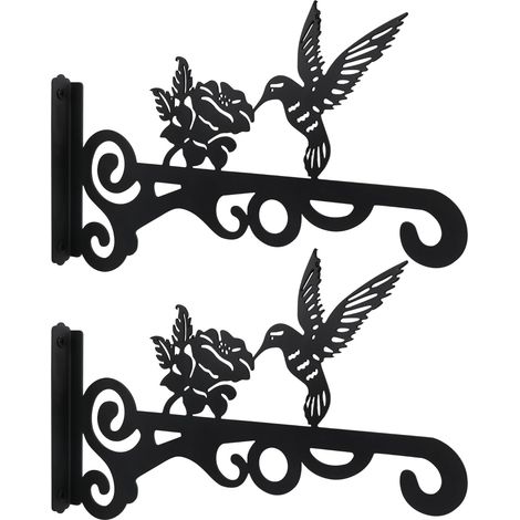 2 Pièces Support de Panier Suspendu à Montage Mural, Support Crochet Plante, Cochets Muraux en Fer pour Lanternes, Mangeoires à Oiseaux Carillons Planteurs Crochets Décoration Extérieure (1/5)