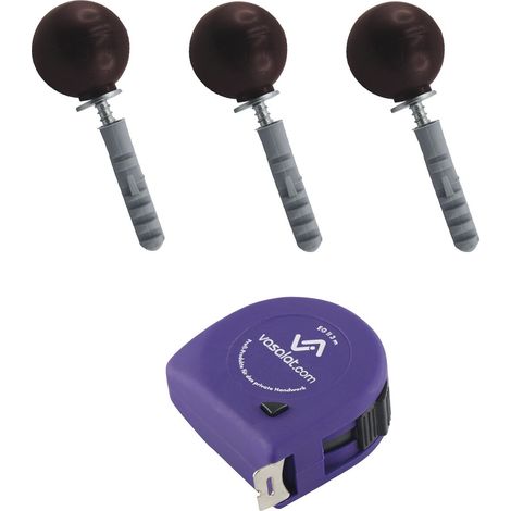 vasalat Türstopper Boden & Wand 2in1 zum Schrauben ø 35mm, Höhe 31mm + Montagezubehör, Kunststoff braun - 3 Stück (1/3)
