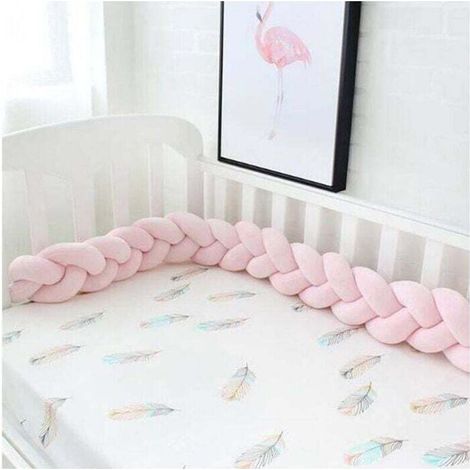 Tour de lit tressé 3M coleur de Rose Tour de lit bébé--