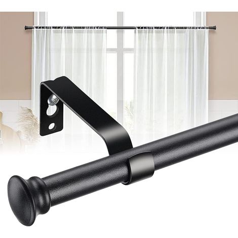 1 - Tringle à Rideau - Accessoire de Fenêtre - Extensible et Réglable - Acier Inoxydable pour Salon et Chambre - Noir Mat - 71x157cm (1/5)