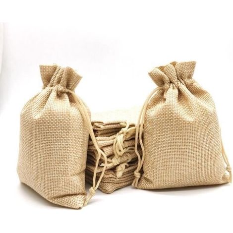 Sacchetto regalo, pochette in tessuto, 50 sacchettini in tessuto, sacchetto di cotone, sacchetto di iuta, pochette in tessuto con coulisse, sacchetto per gioielli, 7 x 9 cm