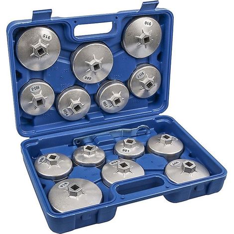 15-teiliges Ölfilterdeckel-Schlüssel-Steckschlüssel-Set, Kfz-Handwerkzeug-Set, 1/2 Zoll 12,5 mm Vierkantantrieb, Kfz-Kraftstofffilter