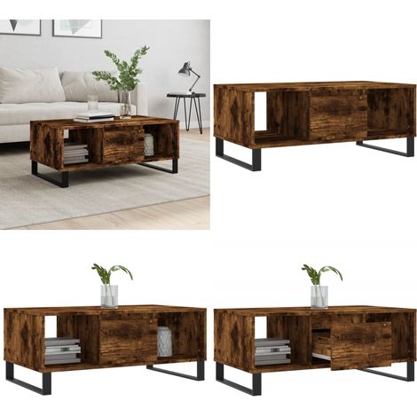 Table basse Chêne fumé 90x50x36,5 cm Bois d'ingénierie - Table Basse - Meuble Salon - Table D'appoint - Table Design - Table Chic - Home & Living (1/5)