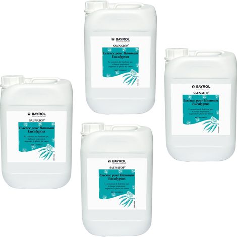 Lot de 4 bidons Saunatop Eucalyptus - Essences aromatiques Bidon de 6L pour hammams - Bayrol