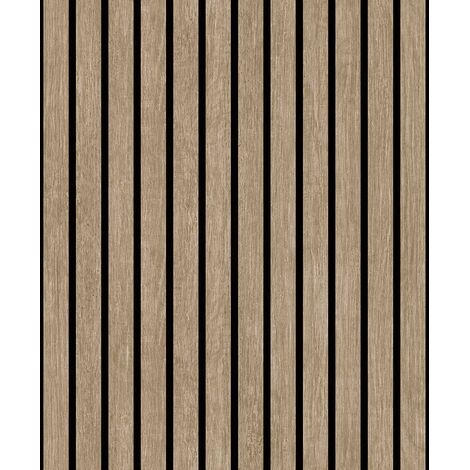 Papier peint bois et rayures noires verticales (1/3)