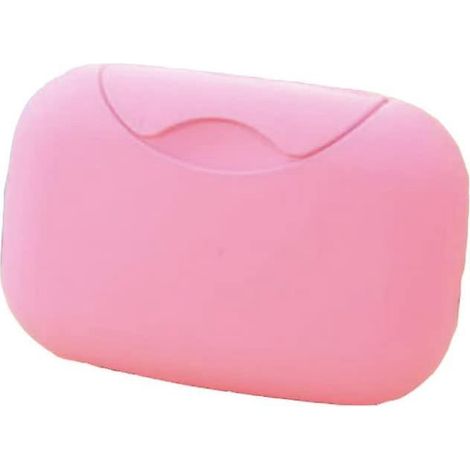Kreative, handgefertigte, wasserdichte Reise-Seifenbox in Rosa mit Deckel und Karabinerhaken für Zuhause und unterwegs (1/5)