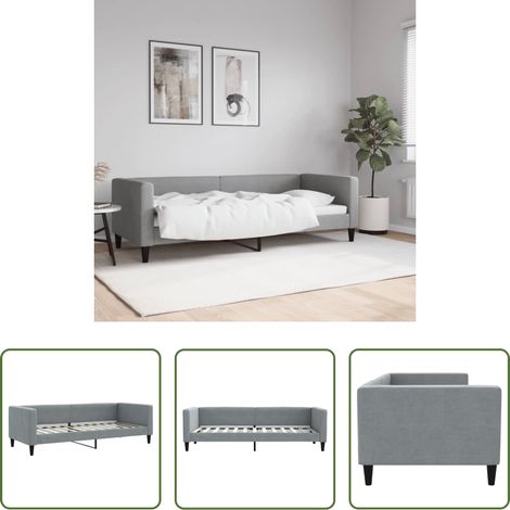 Canapé jour - Lit de repos sans matelas gris clair 80x200 cm tissu (1/5)