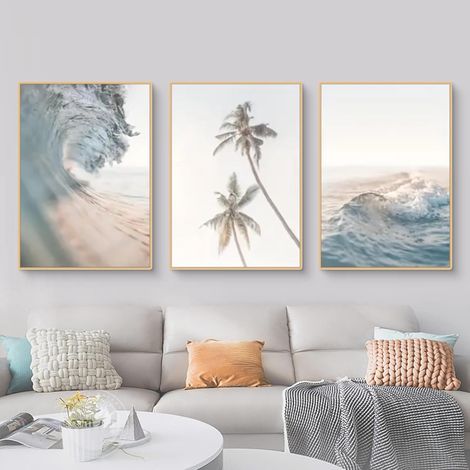 30 x 40 cm posters - Paysage naturel de plage - Tableau mural moderne sur toile - Sans cadre - Décoration murale pour salon et chambre à coucher