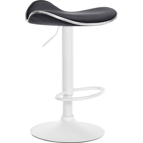 Sgabello da bar x1 sedile ergonomico in PVC nero piede a tromba in metallo bianco 100005386