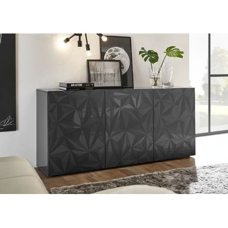 Buffet PRISMA 3 portes – Design géométrique noir (1/5)