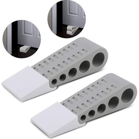 Fermaporta, cunei in gomma per porte, antiscivolo su tutte le superfici del pavimento, grigio (1/5)