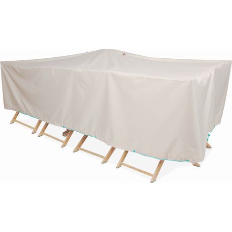 Housse de protection pour table de jardin 310 x 130 cm – Imperméable et déperlant – Fixation par cordon et scratchs – 2 aérateurs anti-condensation – Cov'Up (1/5)