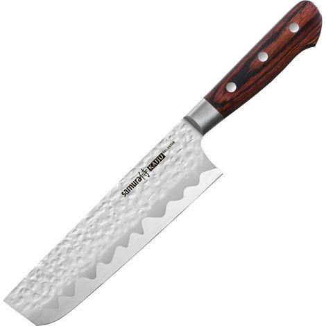 Samura Kaiju Bolster Nakiri Küchenmesser 167 mm - Gehämmerter AUS-8 Stahl