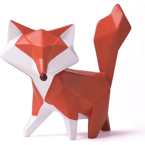Statue Renard Décorative en Résine, Figurine Animale Moderne, Cadeau Maison, 10cm Rouge (1/5)