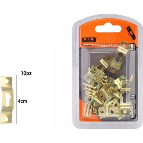 Trade Shop - SET MIT 10 GOLDENEN HAKEN FÜR BILDER, BILDERRAHMEN, WANDAUFHÄNGUNG, 4 CM 07519 -