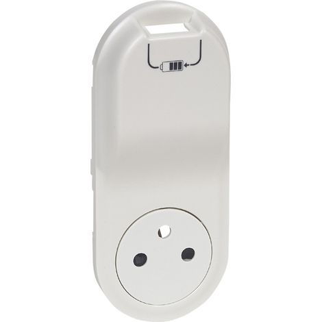 Legrand – Enjoliveur prise semi-encastrée 2P+T avec chargeur USB 1000 mA – Design blanc moderne – Mode de pose électricité