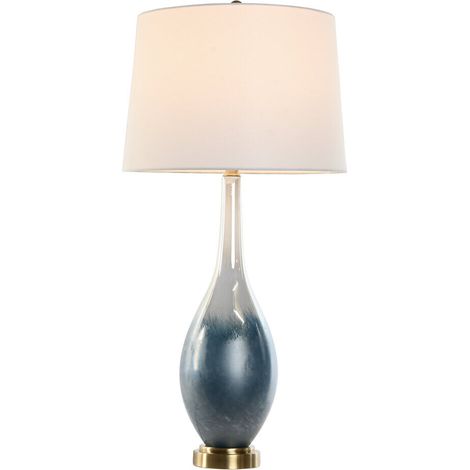 Lampe De Table Verre Lin 40X40X78 Bicolore (1/5)