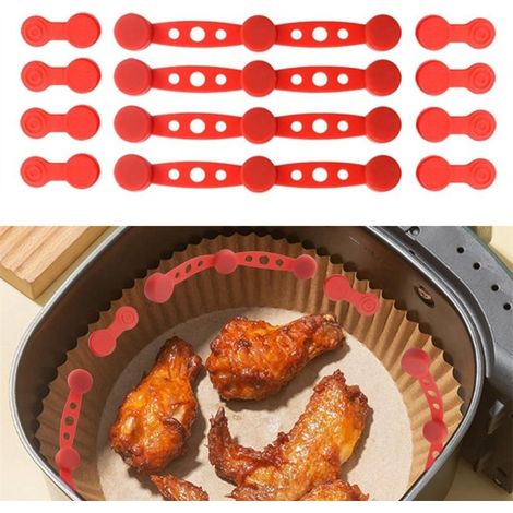 4er-Pack Magnete für Heißluftfritteusen, magnetische Schnalle aus Silikon für Pergamentpapier, Küchenzubehör mit langen und kurzen Clips für Heißluftfritteusen, Zubehör für Heißluftfritteusen