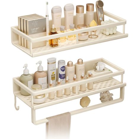 Étagère murale de salle de bain avec égouttoir blanc crème 40 cm