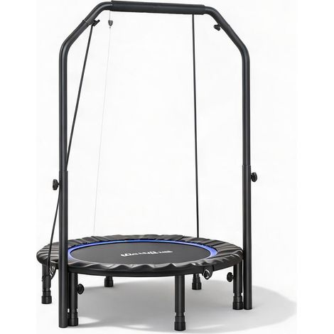 Trampoline de fitness pliable Ø102 cm avec guidon réglable bleu (1/5)
