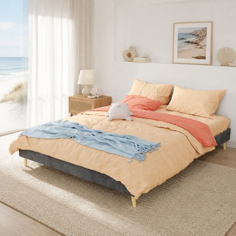 MEUBLIV Struttura letto 160x200 cm grigia – base bassa moderna in tessuto, senza materasso (1/5)