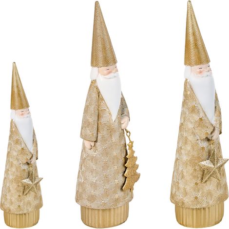 Conjunto de 3 decoraciones de Navidad adornos navideños de Papá Noel dorado Tennila (1/5)