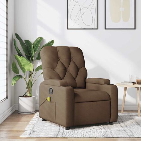 Fauteuil de massage inclinable-Chaise de relaxation-Fauteuil Relax Marron Tissu 179506 (1/5)
