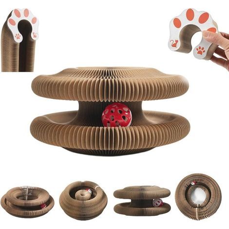 Griffoir pour Chat Magic Organ, Cat Scratching Board Magique Pliable avec Balle Cloche, Jouet Interactif pour Chat Kitty Interieur Cat Toys Accessoire (1/4)