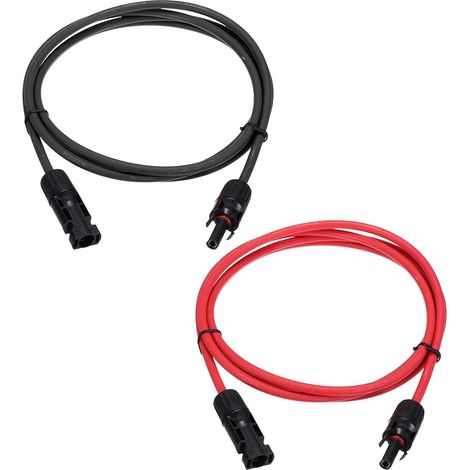 1 Paire Câble D'extension Pour Panneau Solaire, 12AWG 1000V Mâle À Femelle Câble D'extension Solaire Étanche, Câble Pour Panneau Solaire Pour RVs, Noir (1/5)