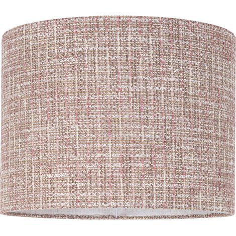 Abat-jour rose tendance pour lampe sur pied ambiance raffinée - Rose pastel tissé nuances beige (1/5)