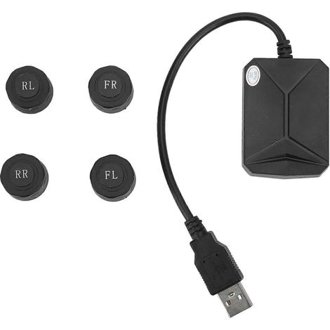 Sistema de monitoreo de presión de neumáticos inalámbrico con 4 sensores internos y externos para navegación Android con interfaz USB universal. (1/5)