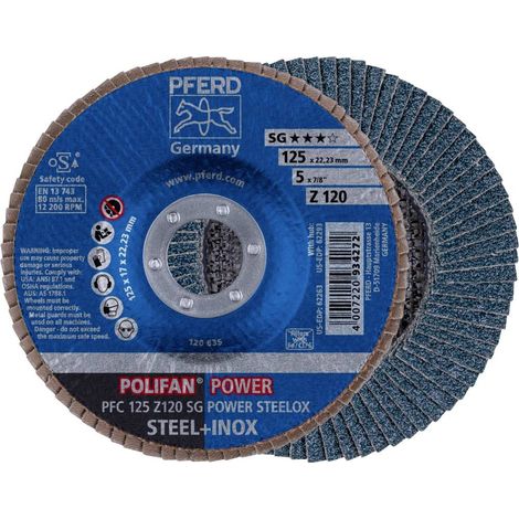 PFERD 67789126 PFC 125 Z 120 SG POWER STEELOX Disque segmenté Diamètre 125 mm Ø de perçage 22.23 mm acier inoxydable, a (1/5)
